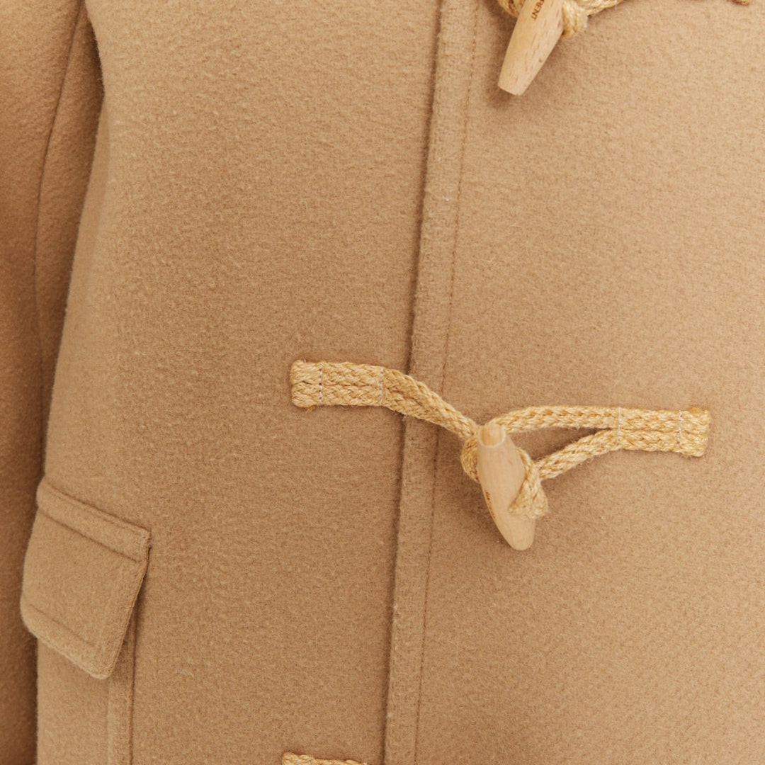 SAINT LAURENT 2013 Runway camel beige wool wood toggle button hooded duffle coat