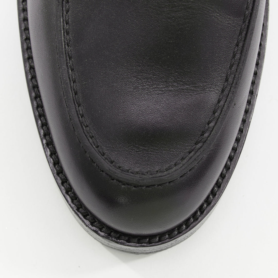 HERMES 2023 Hot Loafer black calfskin palladium Kelly buckle shoes EU38.5