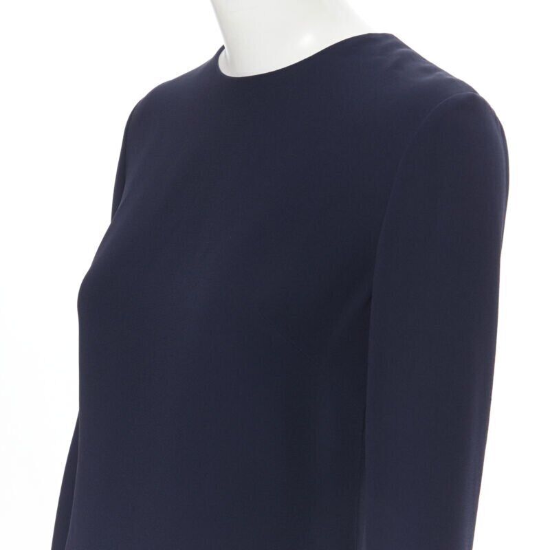 RALPH LAUREN Purple Collection navy blue viscose crepe 3/4 sleeve top US0 XS