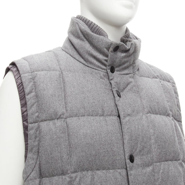 MONCLER Norme Afnor G32-003 grey wool quilted puffer vest jacket Sz.6 XXL