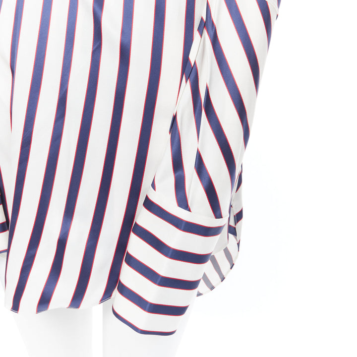 MONSE SS18 Runway blue stripe halter cold shoulder deconstructed shirt US4 S