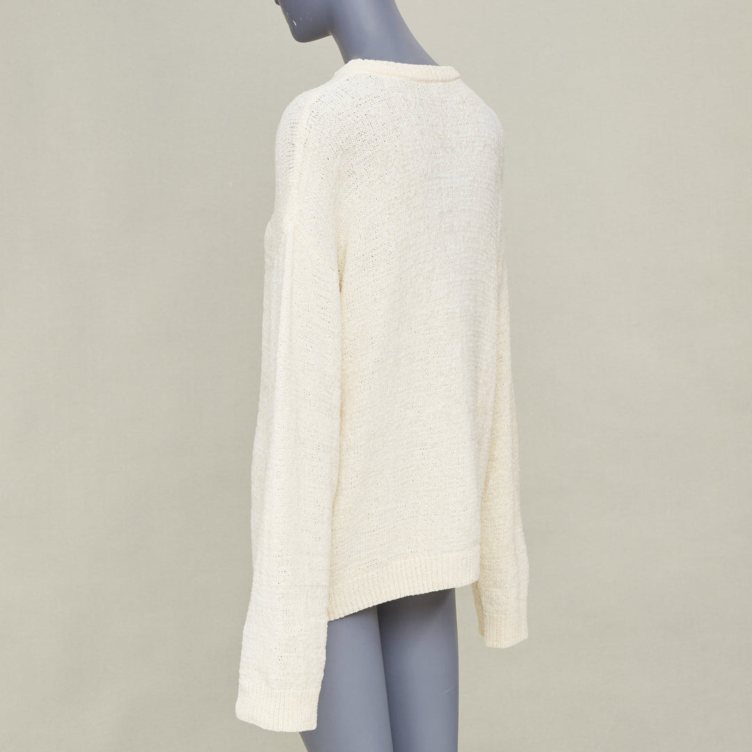 TOTEME 2022 Chenille relaxed drop shoulder cream ivory sweater knitwear XXS