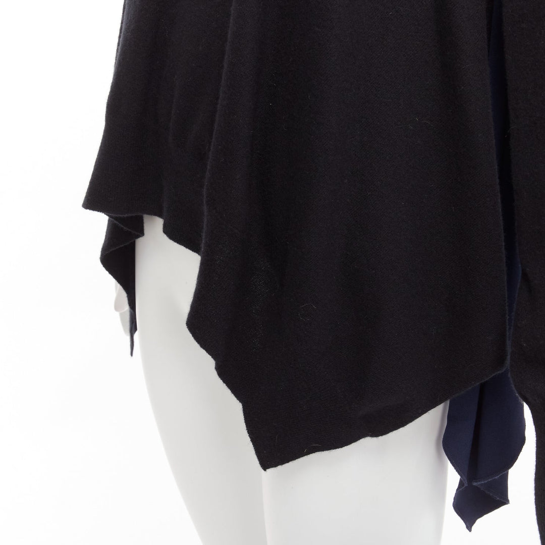 STELLA MCCARTNEY 2014 black navy virgin wool handkerchief sweater top IT42 M