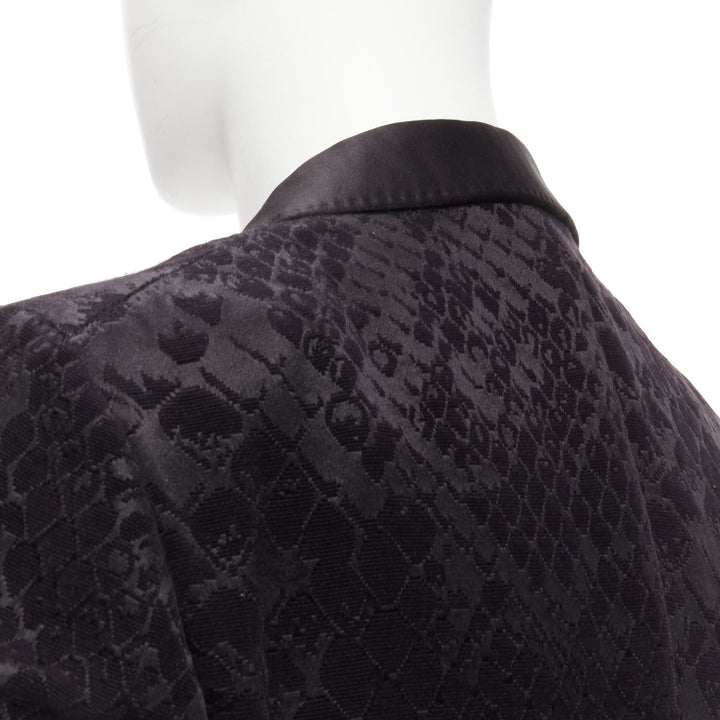 TOM FORD black satin shawl collar python jacquard tuxedo jacket IT50 L