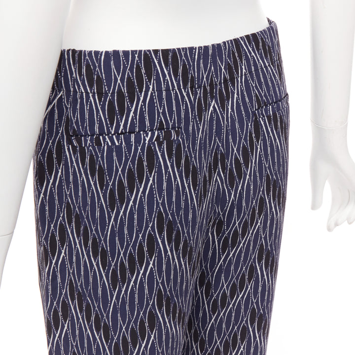 MARNI navy black geometric pattern print elastic waist crop pants IT40 S