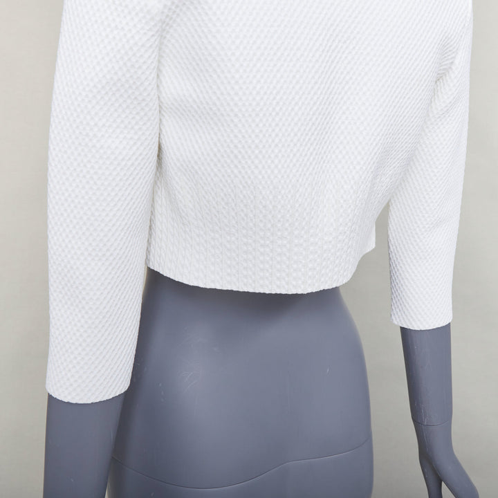 ALAIA cream viscose blend textured knit cropped cardigan jacket FR36 S