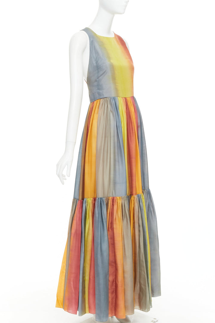 CHRISTIAN DIOR 2022 Runway Maria Grazia Chiuri rainbow silk tie dye dress FR38 M