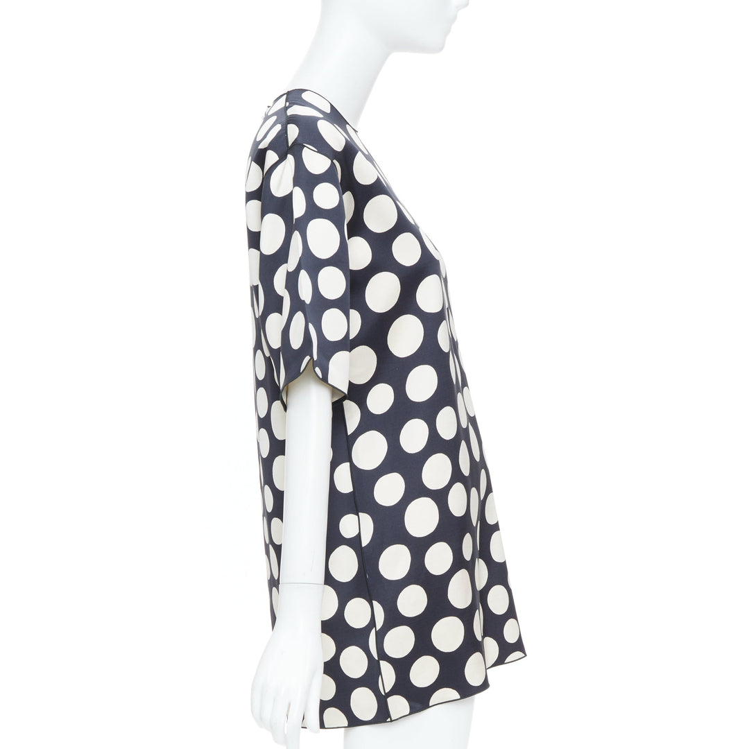 CELINE 2013 Runway Phoebe Philo polka dot silk wool oversized tunic top FR34 XS