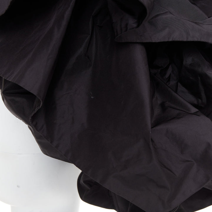 ALEXANDRE VAUTHIER black taffeta voluminous ruffle dramatic single sleeve XS