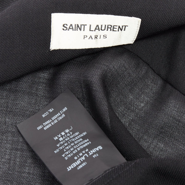 SAINT LAURENT 2018 black semi sheer wool blend YSL rope blouse FR34 XS