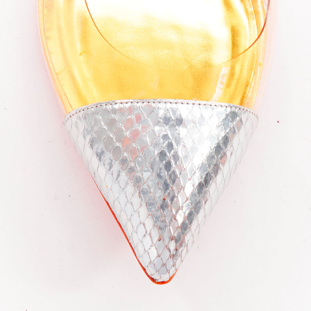 CHRISTIAN LOUBOUTIN 2013 Corbeau Flat Ayers Specchio neon ballet shoes
