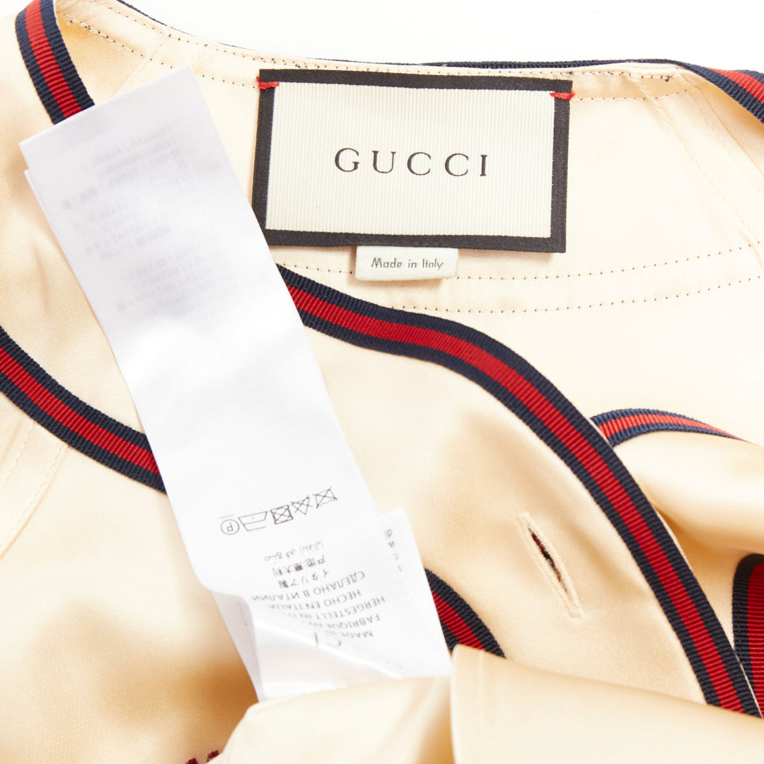rare GUCCI 2016 Runway Crystal Rhinestone flower Loved baseball shirt IT38 XS