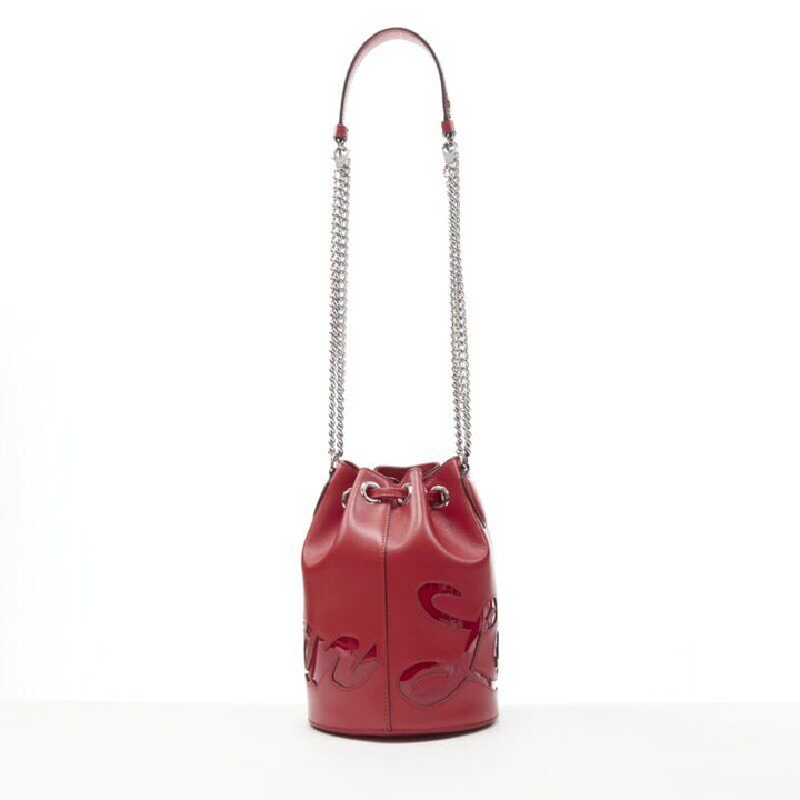 CHRISTIAN LOUBOUTIN Marie Jane red signature logo bucket crossbody bag