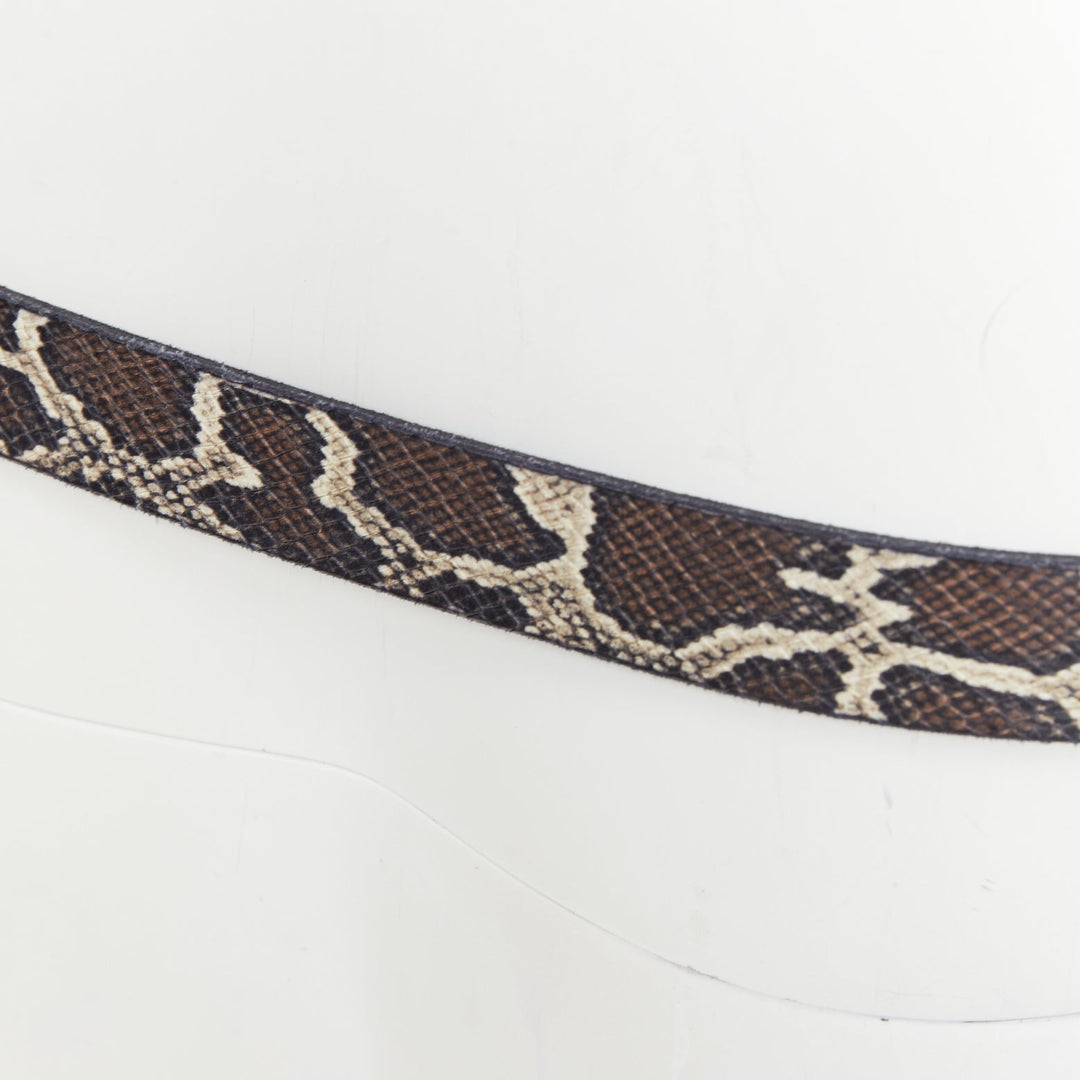 ISABEL MARANT 2021 Zap black embossed calfskin leather skinny loop waist belt S
