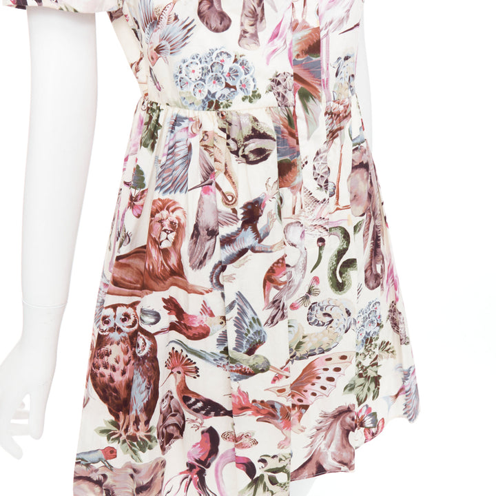 VALENTINO Roman Safari 2015  100% silk cream animal print safari dress Sz4 S