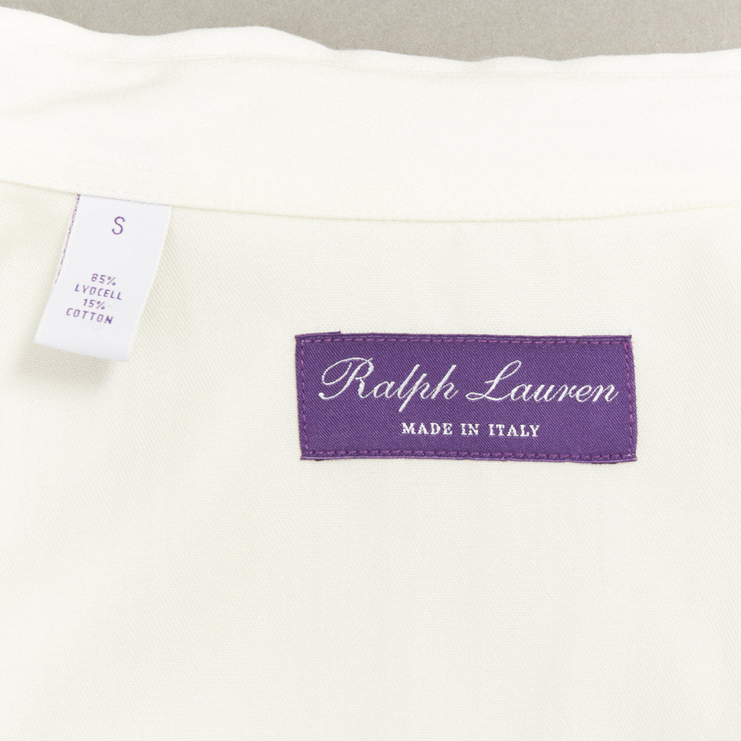 RALPH LAUREN PURPLE LABEL white cotton twill smile yoke western button shirt S