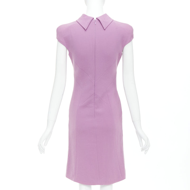 BOTTEGA VENETA purple mock neck cap sleeve ruched shift dress IT38 XS