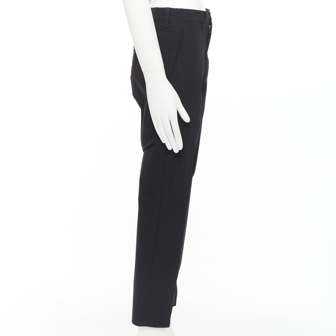 PRADA 2019 black shiny nylon mid waisted tapered dress cropped pants IT44 XS
