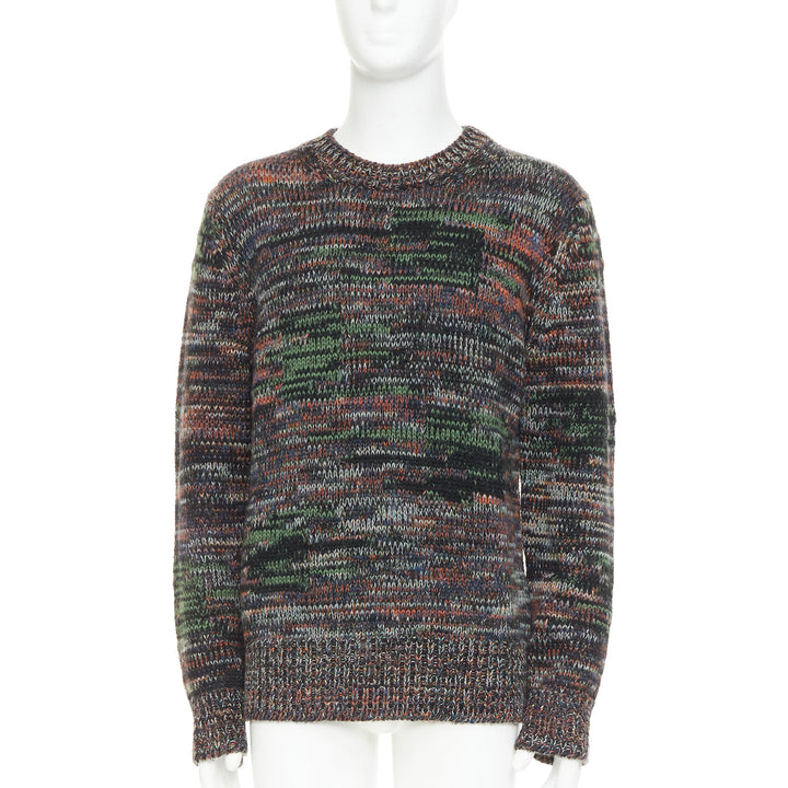 BOTTEGA VENETA speckle grunge beat 100% wool melange pullover sweater IT52 XL
