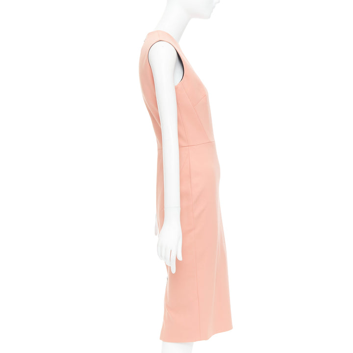 VICTORIA BECKHAM salmon pink cotton blend 2 way zip sheath dress UK10 M