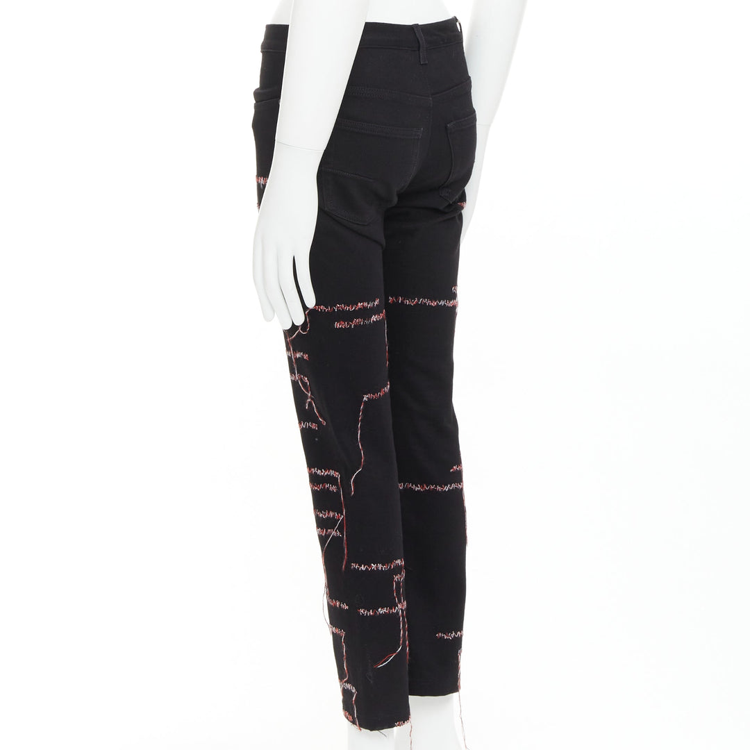 DIOR HOMME 2016 Runway black red white stitch cropped jeans 30" Lil Uzi Vert