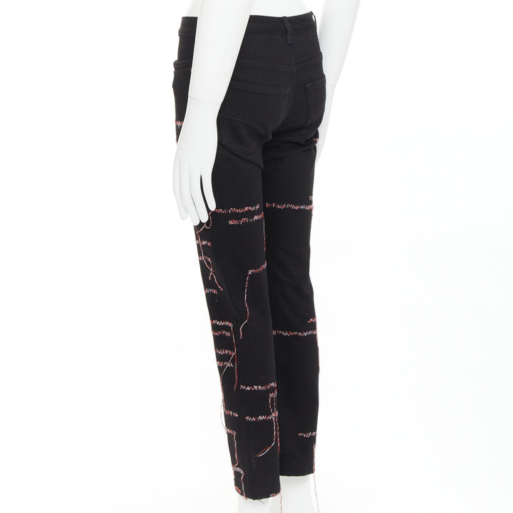 DIOR HOMME 2016 Runway black red white stitch cropped jeans 30" Lil Uzi Vert