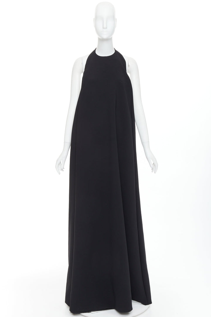 ALEXANDRE VAUTHIER COUTURE black halter neck cowl back voluminous maxi gown