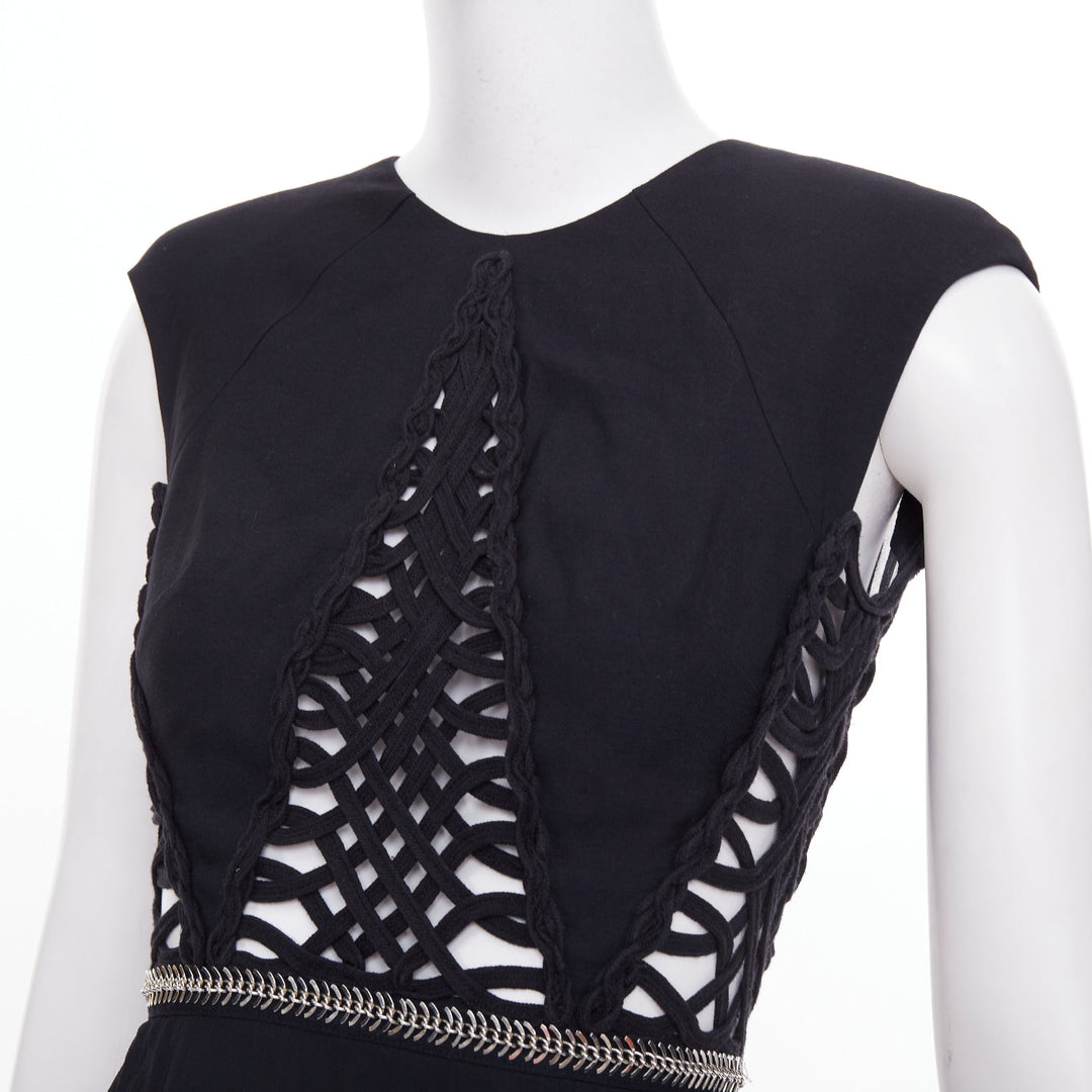 SASS & BIDE Lace Twist black cut out viscose blend apparel dress US6 M