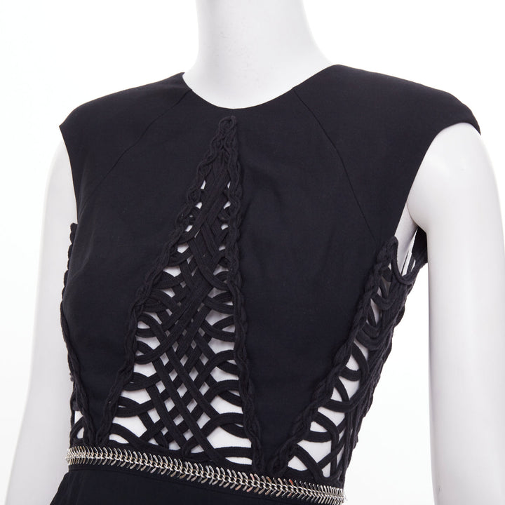 SASS & BIDE Lace Twist black cut out viscose blend apparel dress US6 M