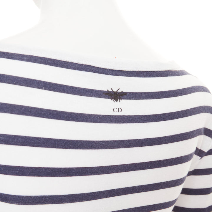 DIOR J'adior Portofino nautical navy white cotton linen mariniere tshirt M
