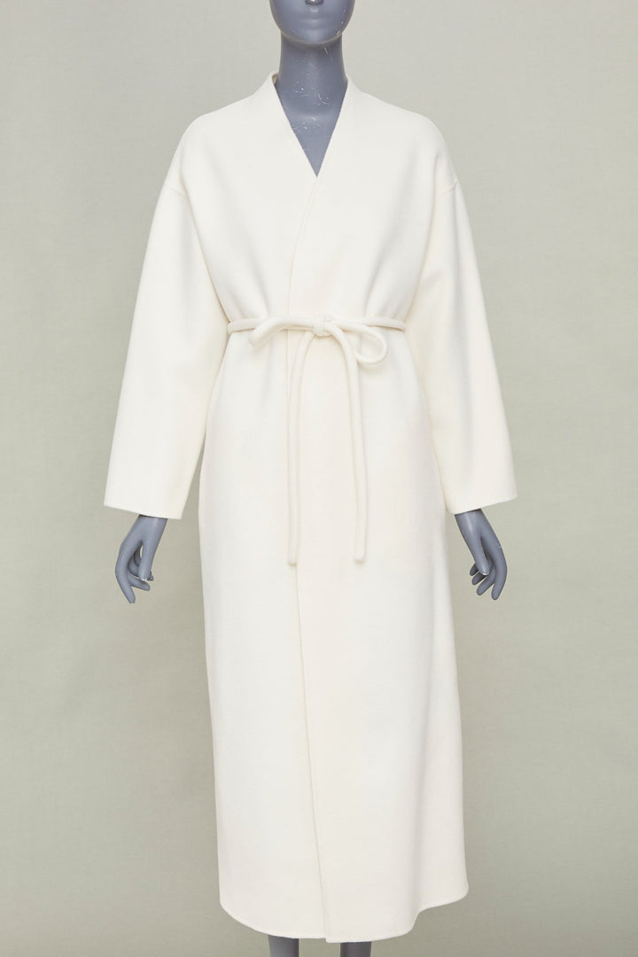 ANINE BING 2021 Hunter ivory double faced wool cashmere wrap coat XS