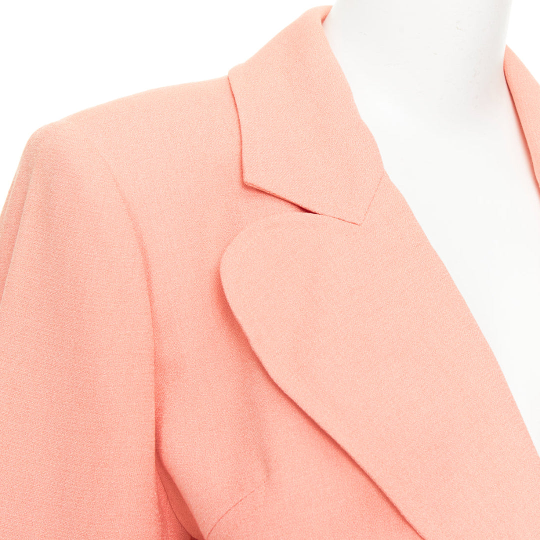CHRISTIAN LACROIX Vintage peach single gold button wool skirt suit FR46 3XL