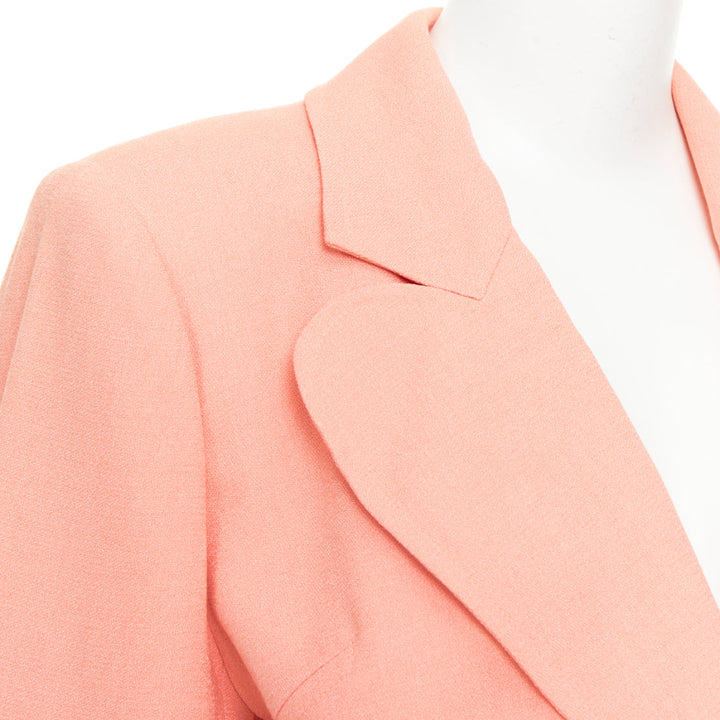 CHRISTIAN LACROIX Vintage peach single gold button wool skirt suit FR46 3XL