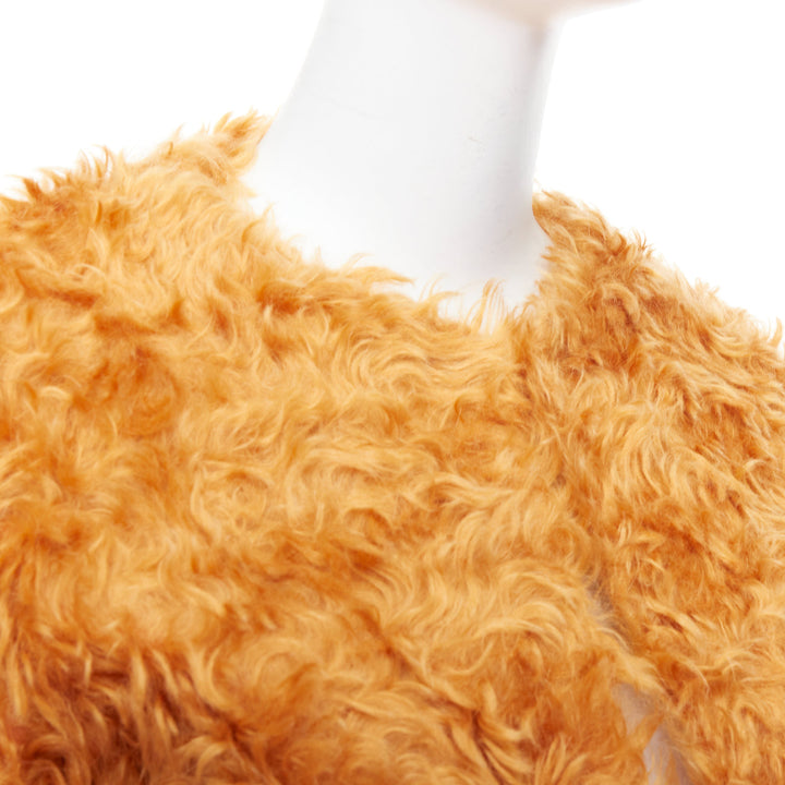 PRADA 2007 Runway orange mohair cotton furry cropped jacket IT38 XS