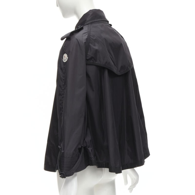 MONCLER Yukiko Giubbotto black snap buttons collared windbreaker poncho Sz.0 XS