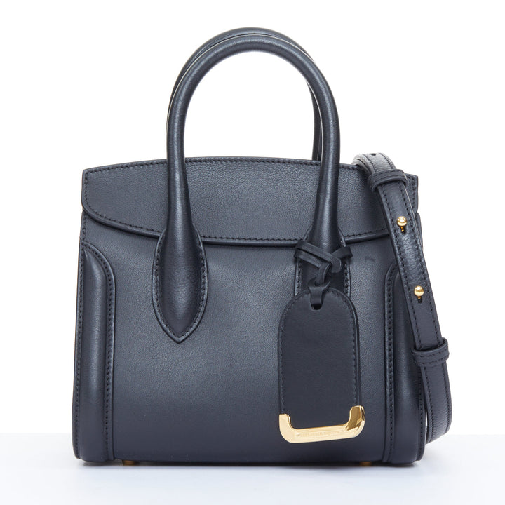 ALEXANDER MCQUEEN Heroine 21 black calfskin leather gold hardware satchel bag