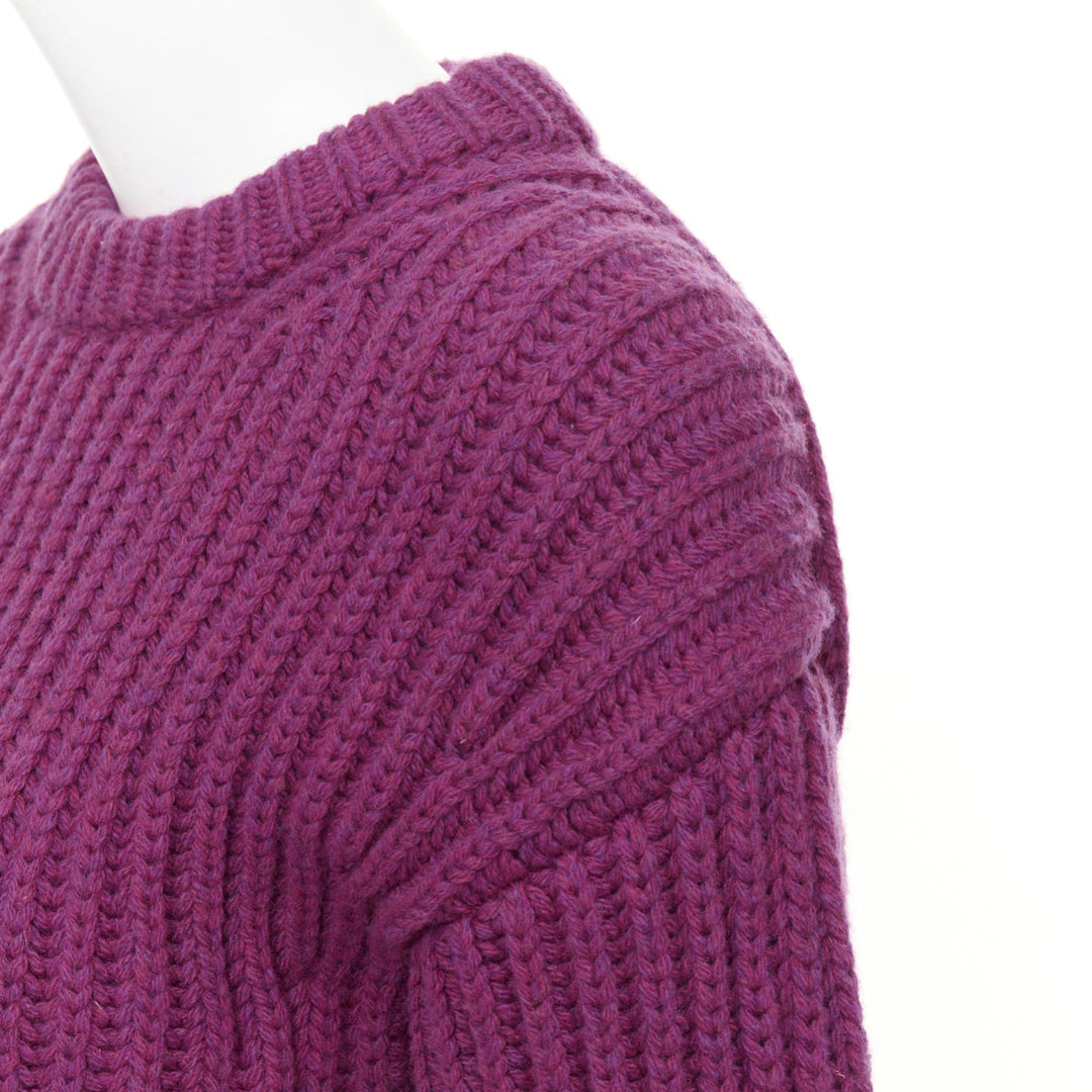 PRADA 2021 Runway purple Shetland wool built in bra corset bust sweater IT38 XS