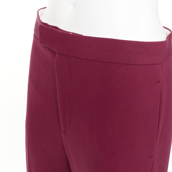 OLD CELINE Phoebe Philo burgundy wool cotton trim cropped dress trousers FR36 S