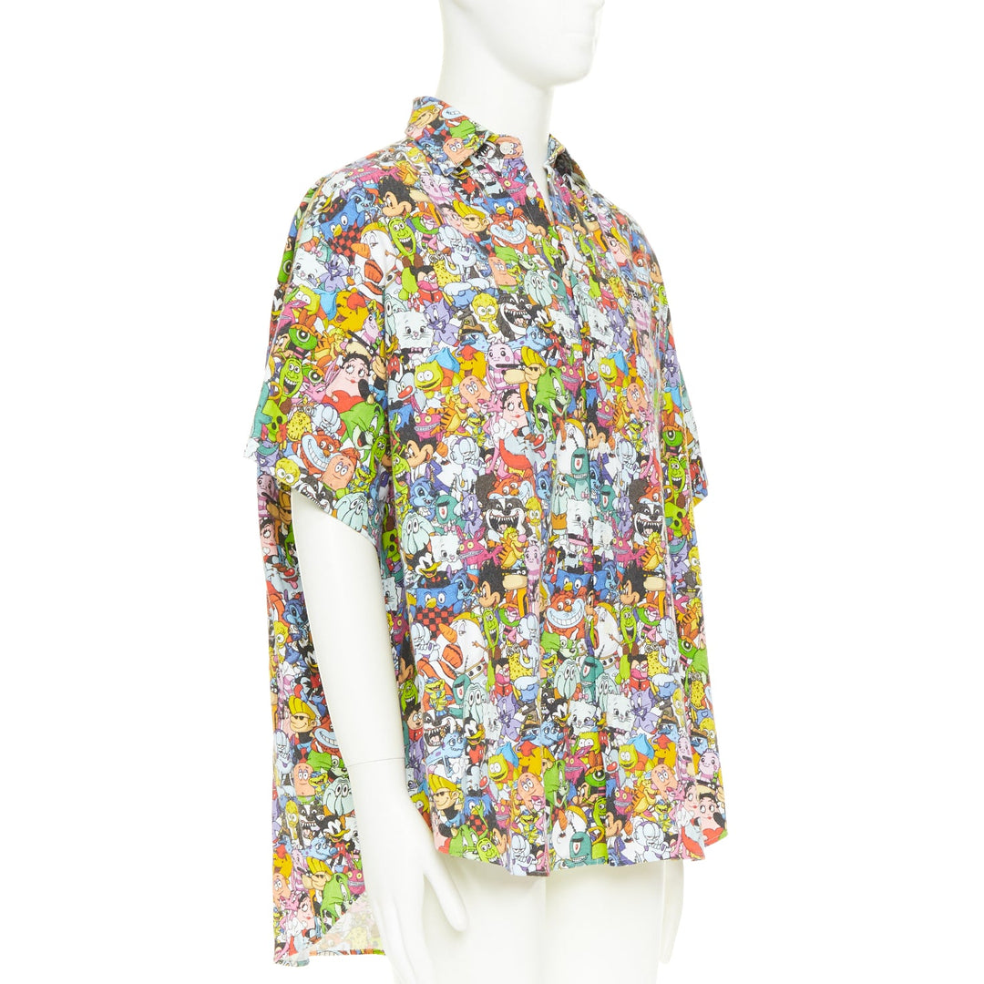 VETEMENTS DEMNA 2020 Allover Monster Shirt print black logo oversized shirt S