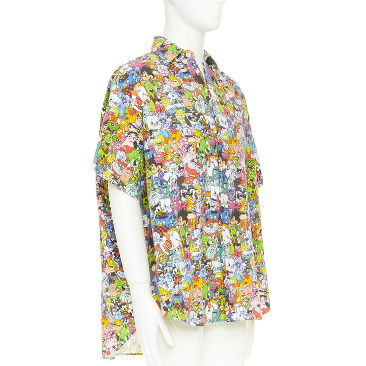 VETEMENTS DEMNA 2020 Allover Monster Shirt print black logo oversized shirt S