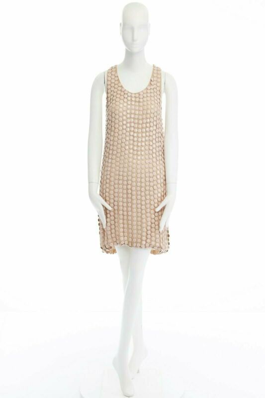 STELLA MCCARTNEY 2005 pink metal paillettes racer back mini dress IT42 M