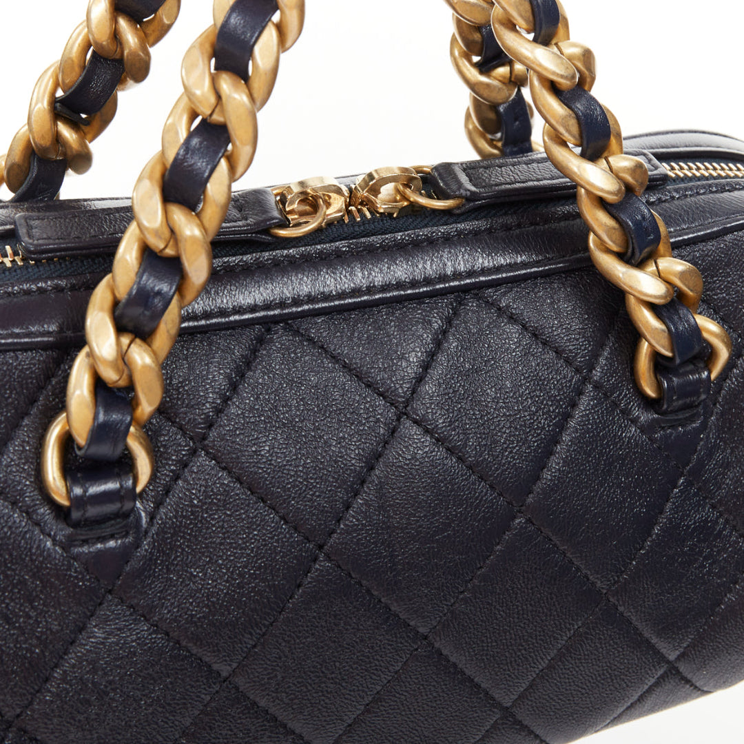 CHANEL 2020 Fashion Therapy Quilted Lambskin small gold hardware bowling bag