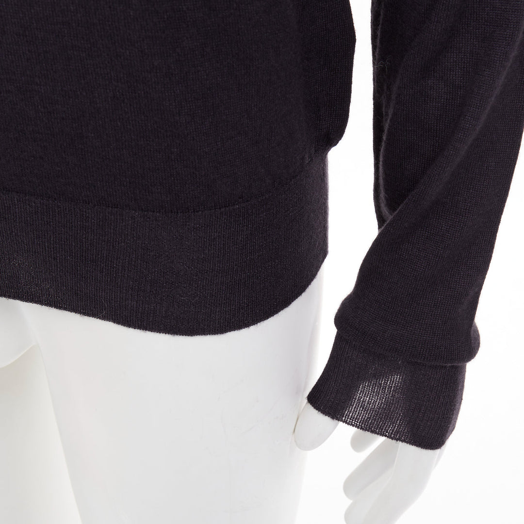 PRADA 2008 dark charcoal grey sheer wool silk blend long sleeve sweater IT46 S