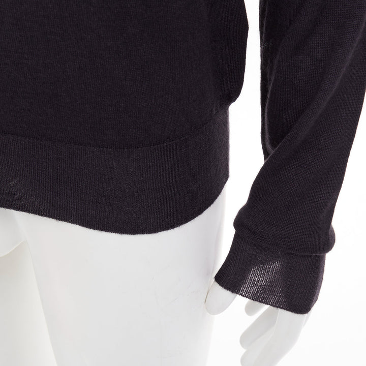 PRADA 2008 dark charcoal grey sheer wool silk blend long sleeve sweater IT46 S