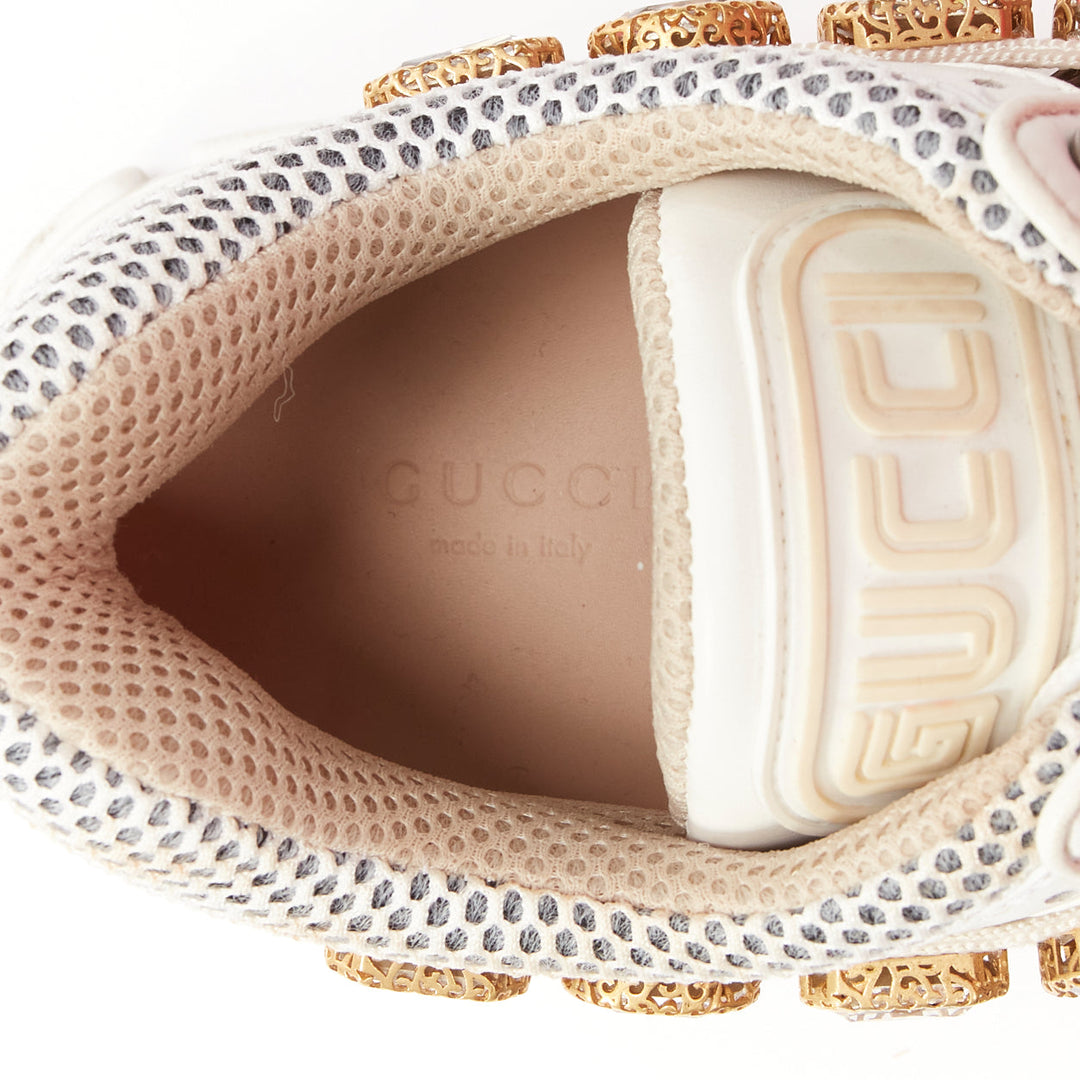 GUCCI Runway Flashtrek cream crystal harness chunky sneakers EU38