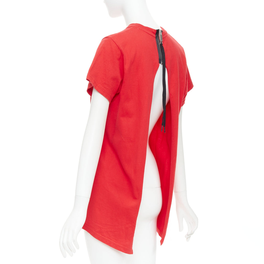 ALYX Love Chaos red cotton jewelry print open back zip tshirt S