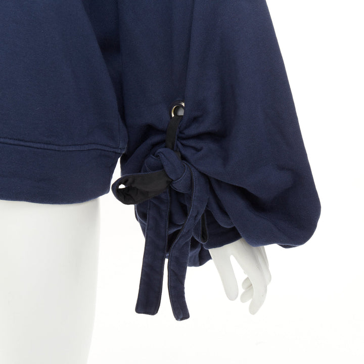 Y PROJECT navy cotton oversized gathered drawstring balloon sleeve sweatshirt S