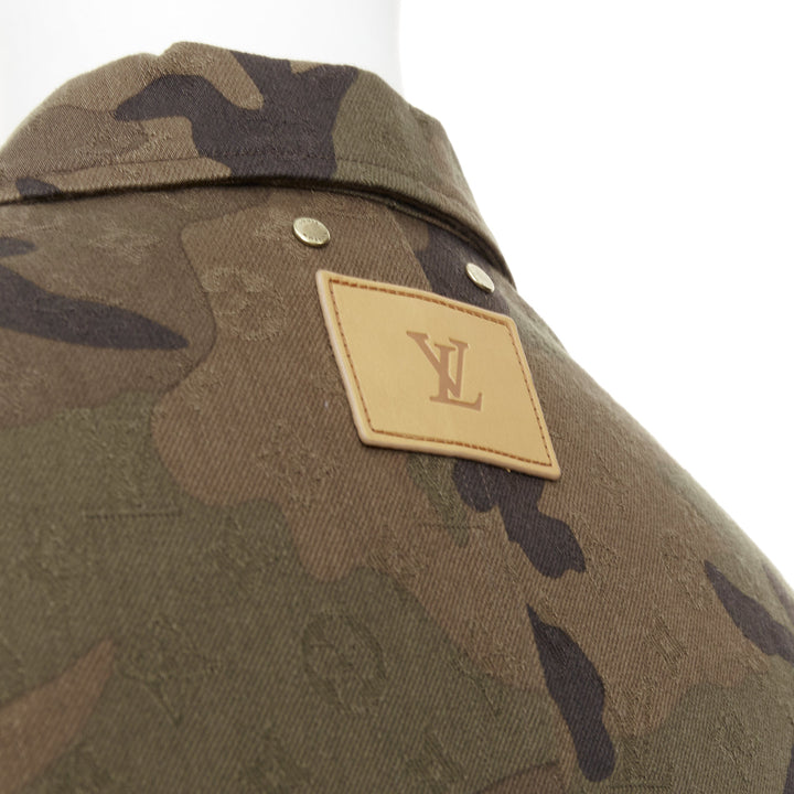 rare LOUIS VUITTON SUPREME 2017 green monogram camo jacquard chore jacket FR44