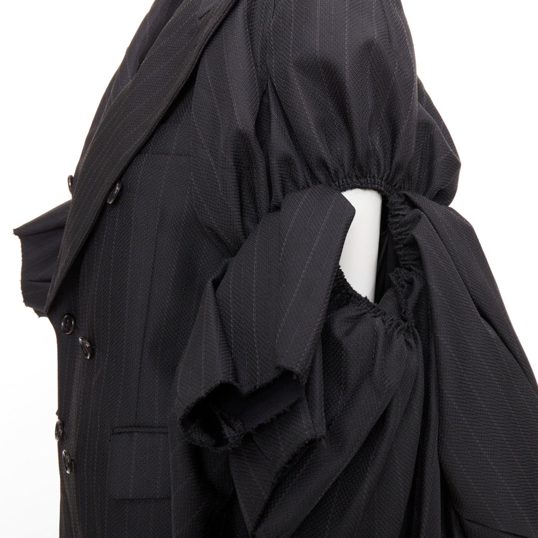 rare COMME DES GARCONS 2013 grey pinstriped 3D ruffle sleeves blazer jumpsuit S