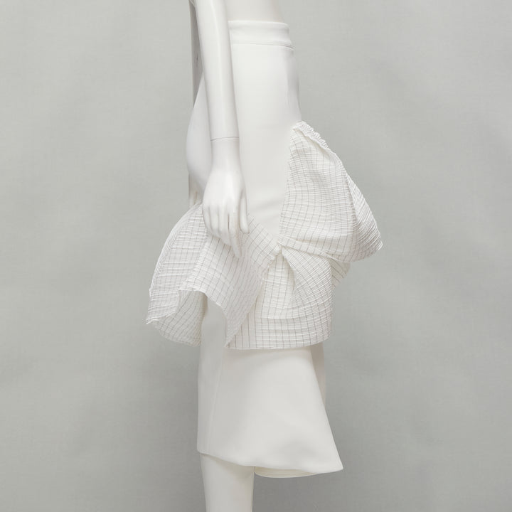 MATICEVSKI 2021 Emblazon Ruffle white pleated check peplum skirt AUS6 S